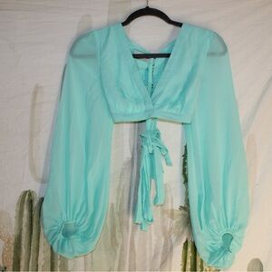 Miss Avenue Sheer Long Sleeve Crop Top 🌵small